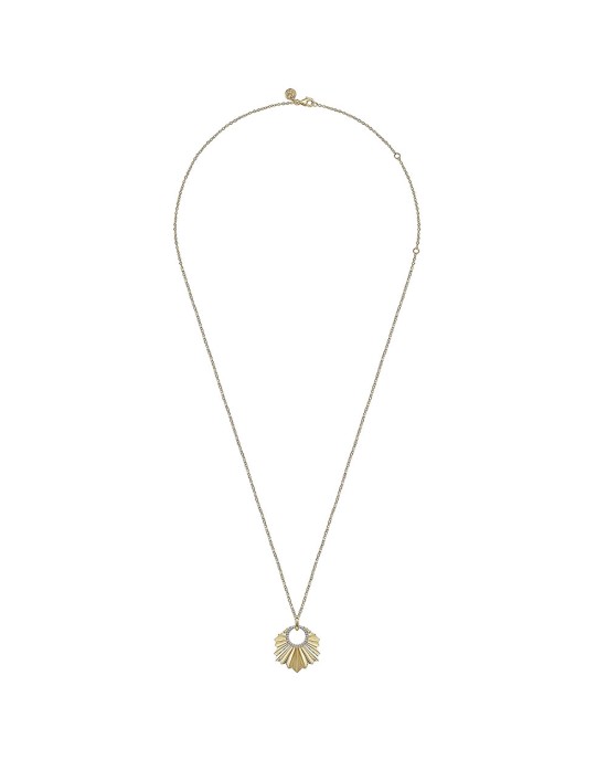 Gabriel & Co. Contemporary Collection 0pen Diamond Circle Leaf Necklace